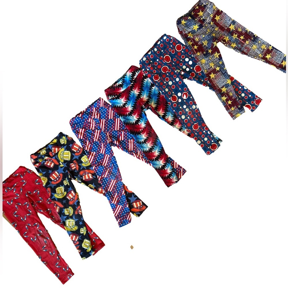 Patriotic Kids Leggings Set - Six Pairs S/M